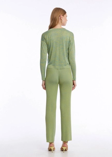 V Yaka Yeşil Triko Hırka - 5