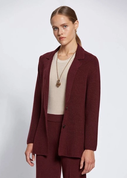 Virgin Wool Wine Knit Jacket - 3