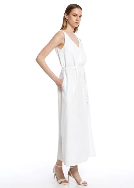 WHITE LINEN DRESS - 2