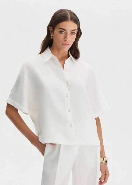 WHITE LINEN OVERSIZE TOP - 1