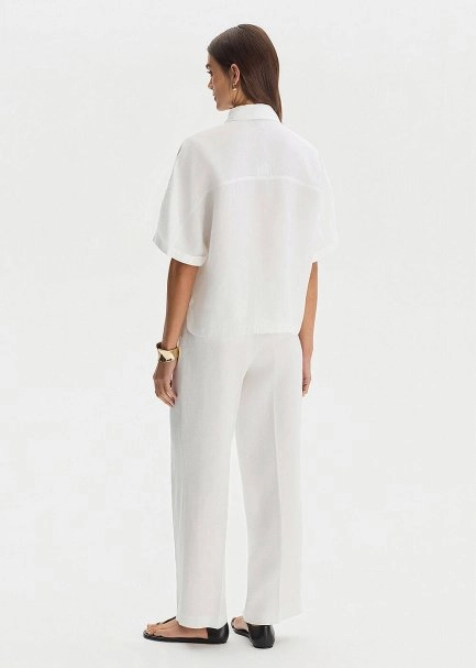 WHITE LINEN OVERSIZE TOP - 5