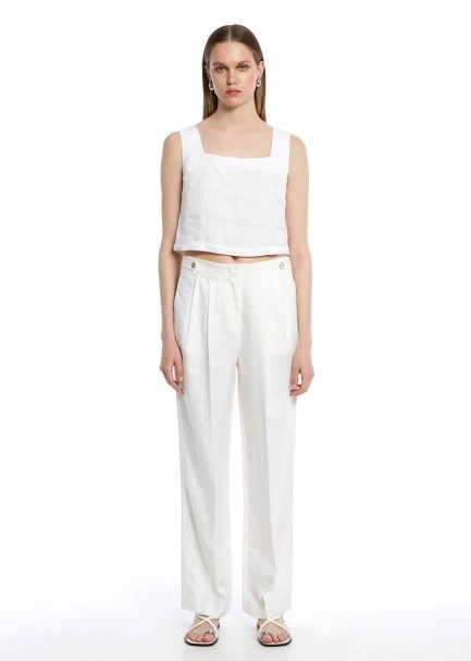 WHITE LINEN PANTS - 2