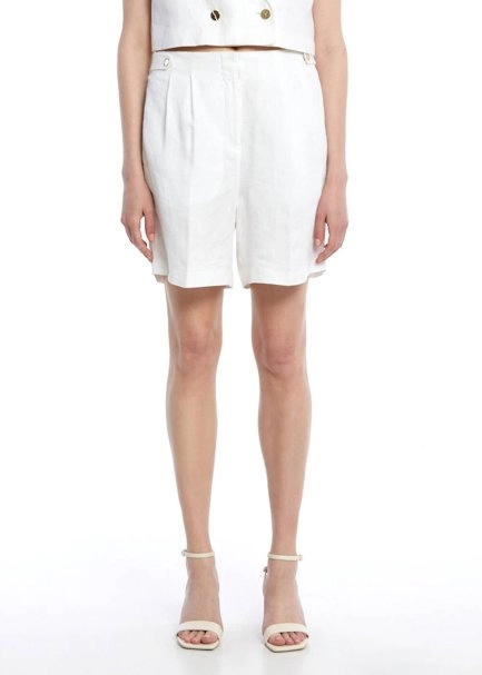WHITE LINEN SHORTS - 1