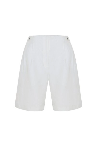 WHITE LINEN SHORTS - 6