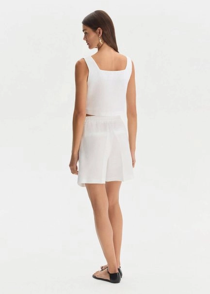 WHITE LINEN SHORTS - 5
