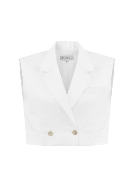 WHITE LINEN VEST - 6