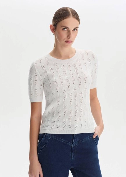 WHITE ORGANIC COTTON KNIT TOP - 2