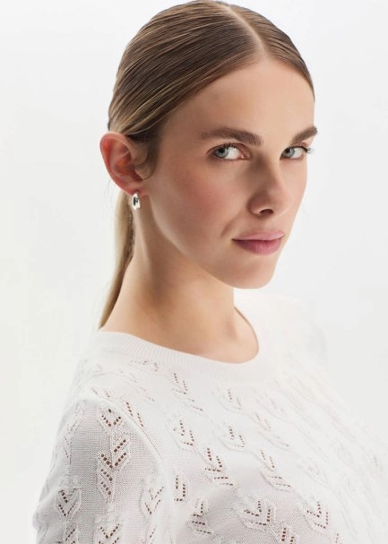 WHITE ORGANIC COTTON KNIT TOP - 3