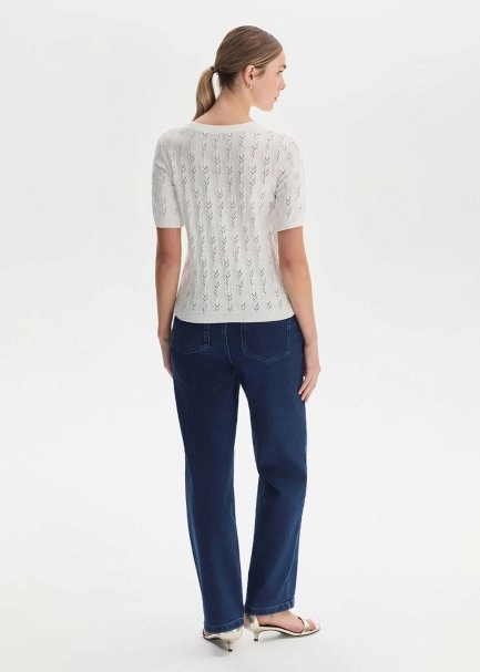 WHITE ORGANIC COTTON KNIT TOP - 5