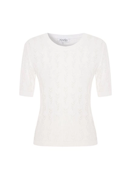 WHITE ORGANIC COTTON KNIT TOP - 6