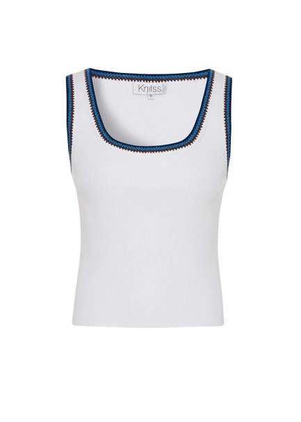 WHITE ORGANIC MERSERISE COTTON KNIT TOP - 6