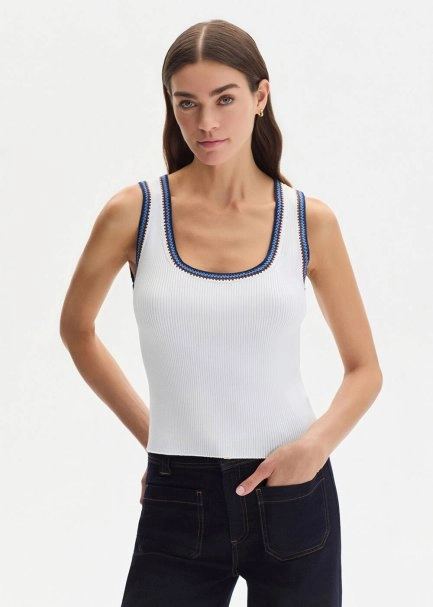 WHITE ORGANIC MERSERISE COTTON KNIT TOP - 3