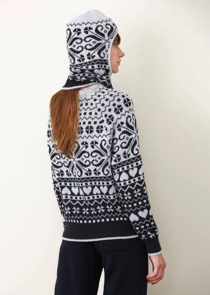 Wınter Patterned Lıght Blue&Navy Wool Balaclava - 3