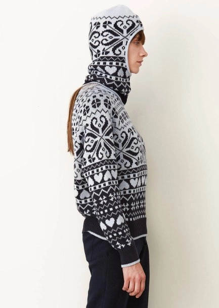 Wınter Patterned Lıght Blue&Navy Wool Balaclava - 4