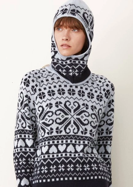 Wınter Patterned Lıght Blue&Navy Wool Balaclava - 5