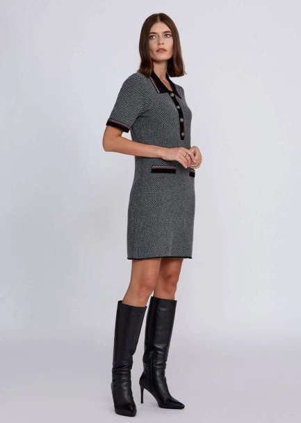 Wool Blend Jeweled Button Mini Knit Dress - 6