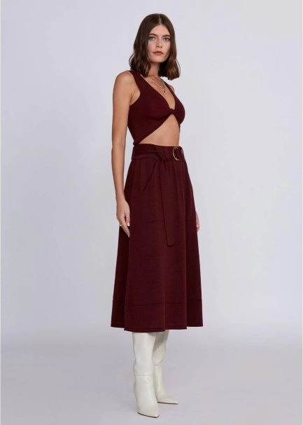 Wool Blend Wine Knit Crop Top - 5