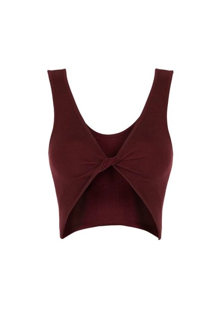 Wool Blend Wine Knit Crop Top - 8