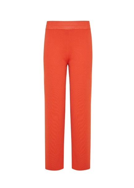 Yanı Örgü Detaylı Mercan Rengi Fit Triko Pantolon - 8