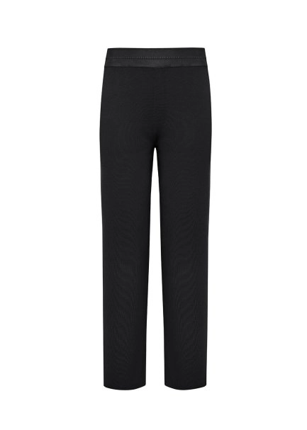 Yanı Örgü Detaylı Siyah Fit Triko Pantolon - 8