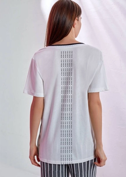 Yanları Çıt Çıt Detaylı V Yaka Tshirt - 3