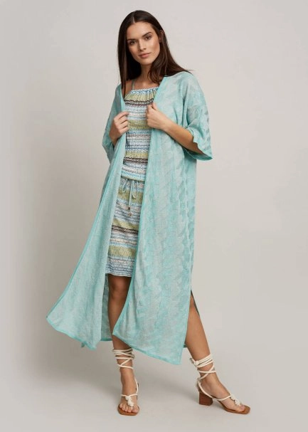 Yarım Kol Açık Mavi Kimono Hırka - 1