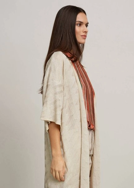 Yarım Kol Bej Kimono Hırka - 4