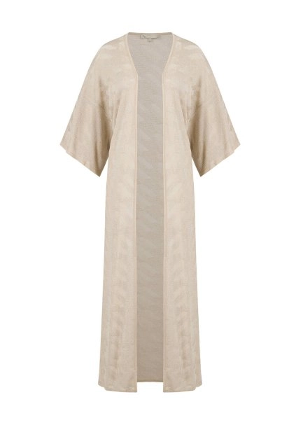 Yarım Kol Bej Kimono Hırka - 8