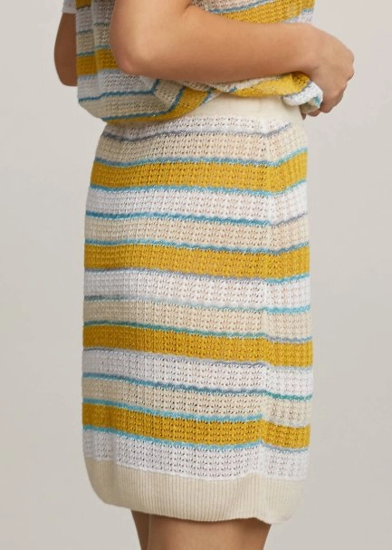 Yellow Striped Linen Knit Skirt - 6