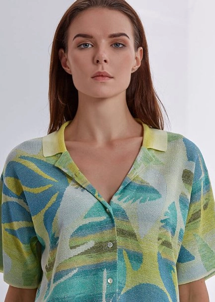 Yeşil Desenli Triko Gömlek - 5