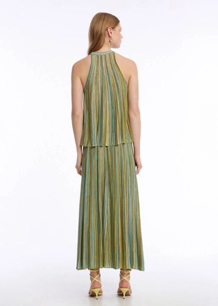 Yeşil Renk Bloklu Triko Üst - 5