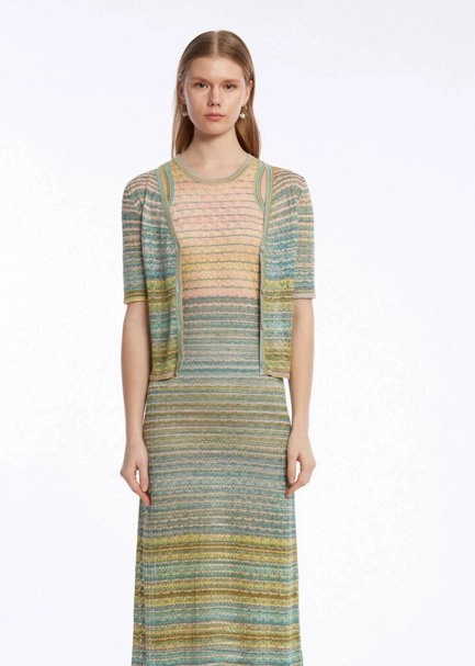 Yeşil Renk Geçişli Triko Elbise - 2