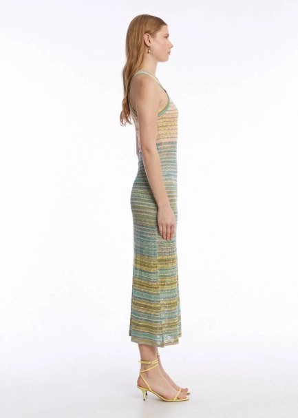 Yeşil Renk Geçişli Triko Elbise - 4