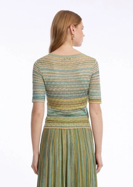 Yeşil Renk Geçişli Triko Hırka - 5