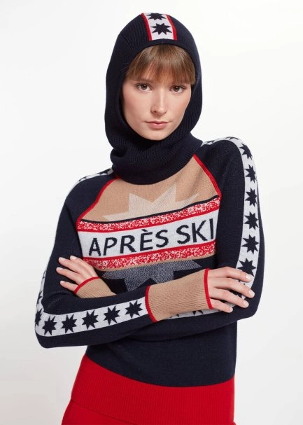 Yıldız Desenli Lacivert Extrafıne Merino Yün Bere - 1