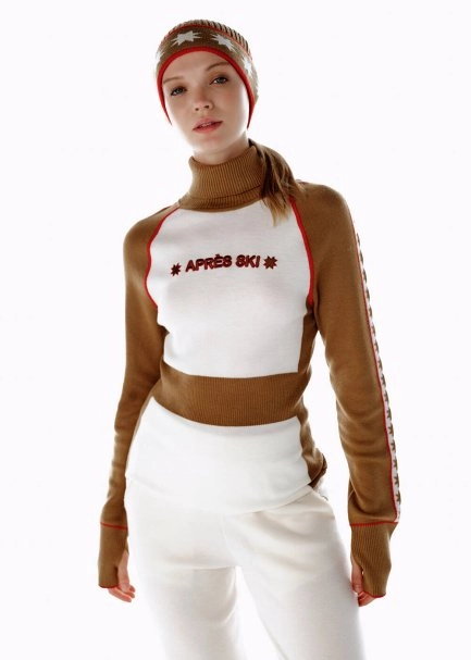 Yıldız Desenli Extrafıne Merino Yün Triko Camel Ekru - 2