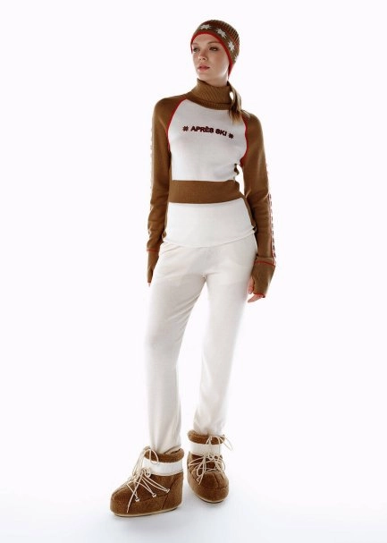 Yıldız Desenli Extrafıne Merino Yün Triko Camel Ekru - 3