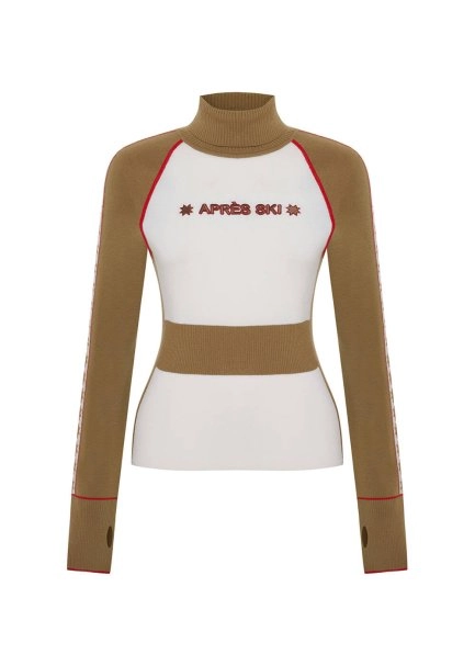 Yıldız Desenli Extrafıne Merino Yün Triko Camel Ekru - 6