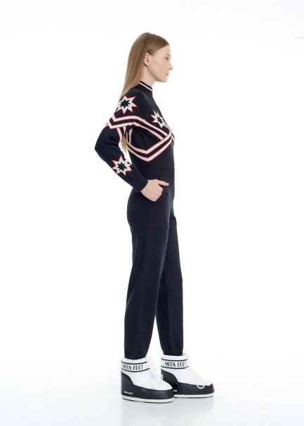 Yıldız Desenli Extrafıne Merino Yün Triko Tulum - 4