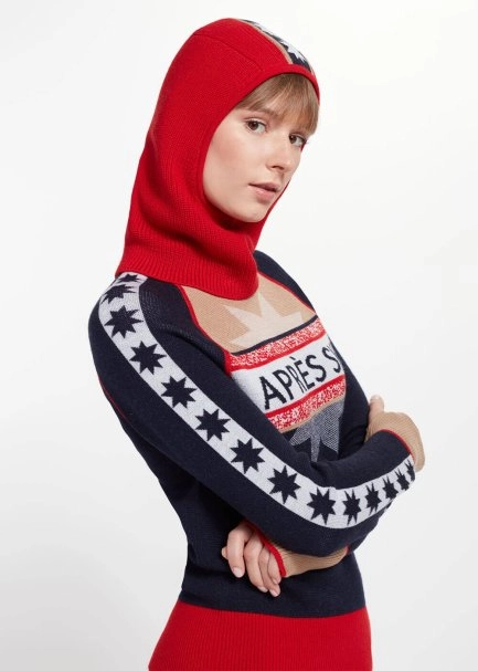 Yıldız Desenli Kırmızı Extrafıne Merino Yün Bere - 3