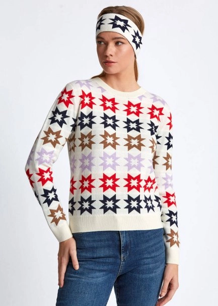 Yıldız Desenli Merino Yün Head Band - 2