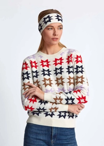 Yıldız Desenli Merino Yün Head Band - 3