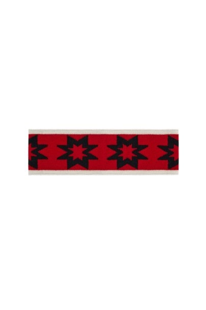 Yıldız Desenli Merino Yün Head Band Kırmızı - 6