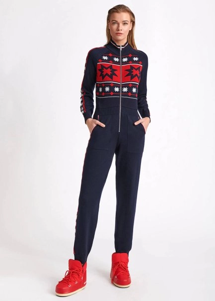 Yıldız Desenli Merino Yün Triko Tulum - 2