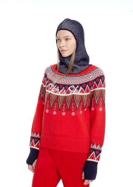 Yıldız Nakışlı LACİVERT EKRU Merino Yün Bere - 1