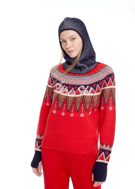 Yıldız Nakışlı LACİVERT EKRU Merino Yün Bere - 2