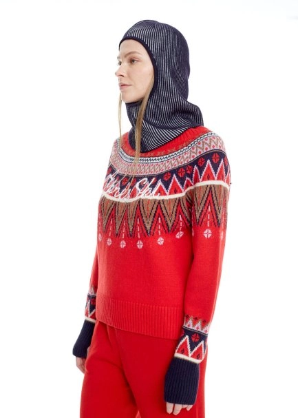 Yıldız Nakışlı LACİVERT EKRU Merino Yün Bere - 3