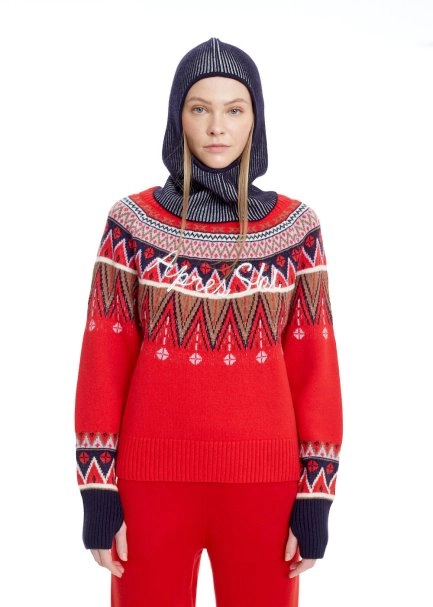 Yıldız Nakışlı LACİVERT EKRU Merino Yün Bere - 4