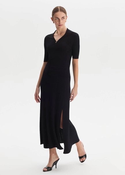 Yırtmaç Detaylı Siyah Triko Etek - 4