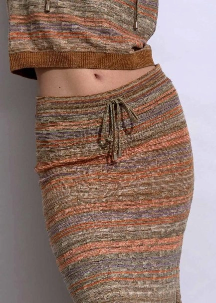 Yırtmaç Detaylı Tarçın Rengi Triko Etek - 3